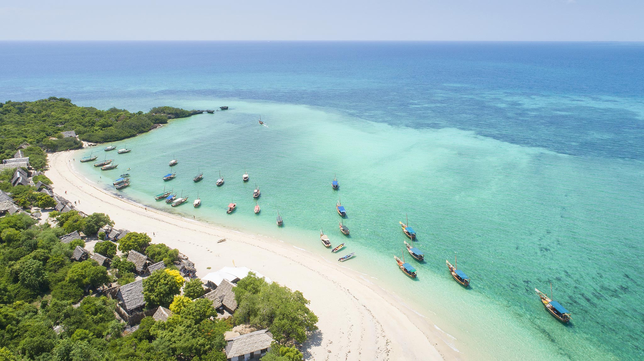 Aerial view of beach in Zanzibar