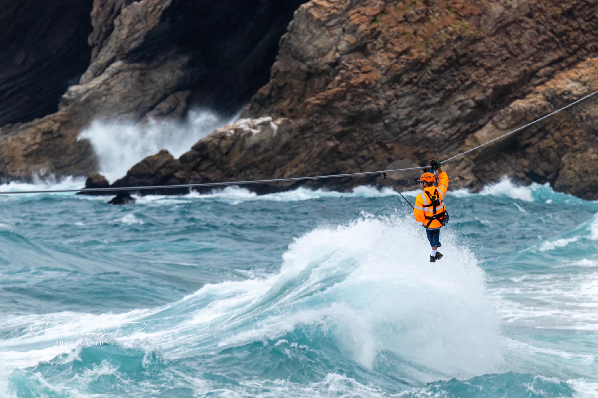 Ziplining over the ocean